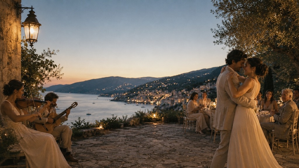 Acoustic duo performing live first dance wedding music in Byron Bay at sunset