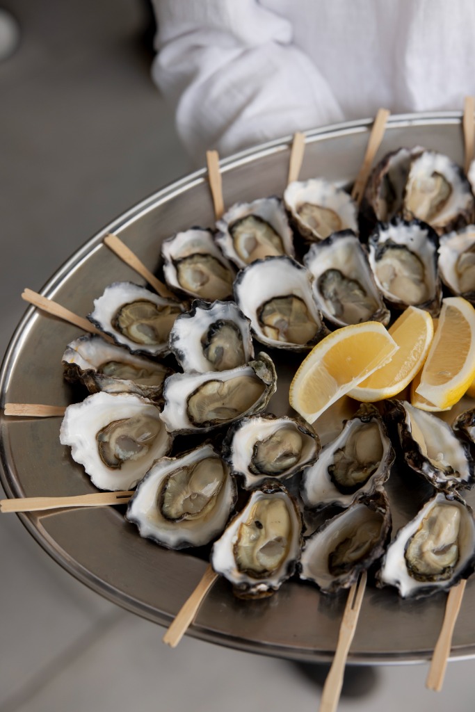 Freshly shucked coastal oysters served during sunset canapes at Micalo Yamba